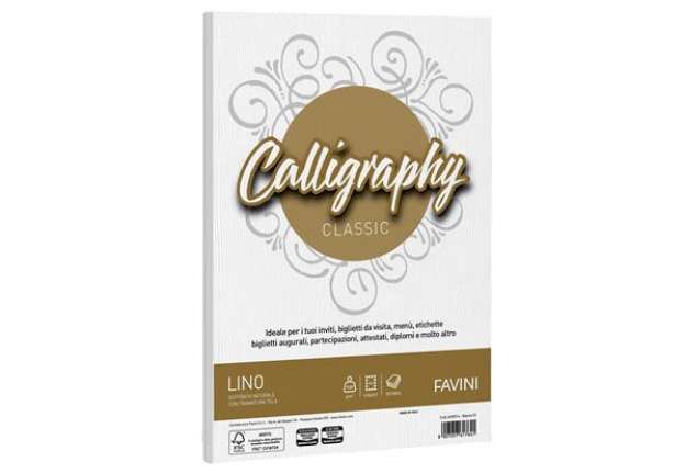 Immagine di Carta Calligraphy Lino - A4 - 120 gr - bianco 01 - Favini - conf. 50 fogli