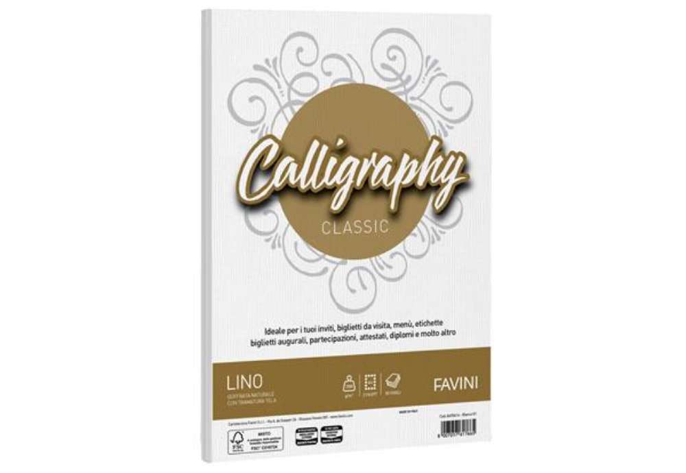 Immagine di Carta Calligraphy Lino - A4 - 200 gr - bianco 01 - Favini - conf. 50 fogli