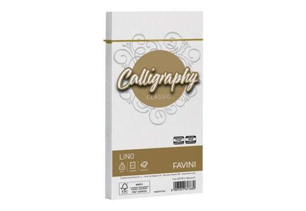Immagine di Buste Calligraphy Lino - 110 x 220 mm - 120 gr - bianco 01 - Favini - conf. 25 pezzi