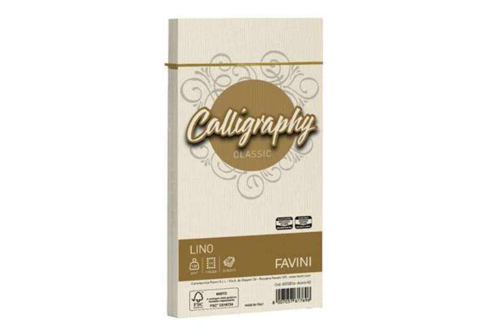 Immagine di Buste Calligraphy Lino - 110 x 220 mm - 120 gr - avorio 02 - Favini - conf. 25 pezzi