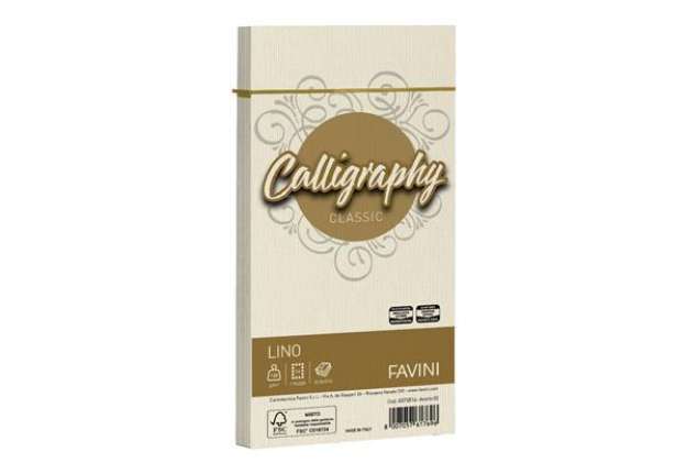 Immagine di Buste Calligraphy Lino - 110 x 220 mm - 120 gr - avorio 02 - Favini - conf. 25 pezzi