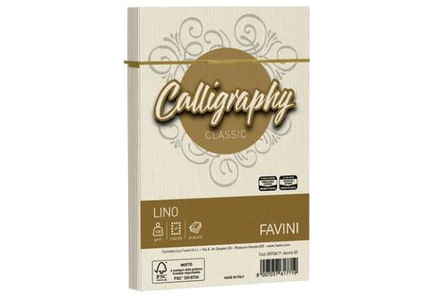 Immagine di Buste Calligraphy Lino - 120 x 180 mm - 120 gr - avorio 02 - Favini - conf. 25 pezzi