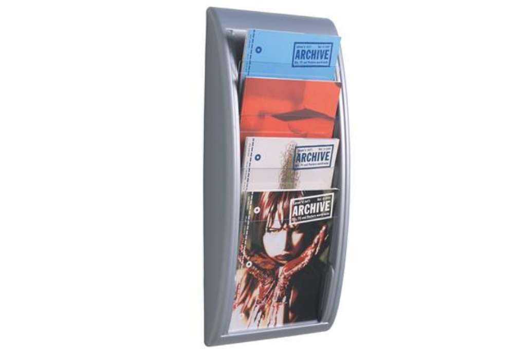 Immagine di Espositore da parete Quick Fit System - 4 tasche A4 verticali - grigio - Paperflow