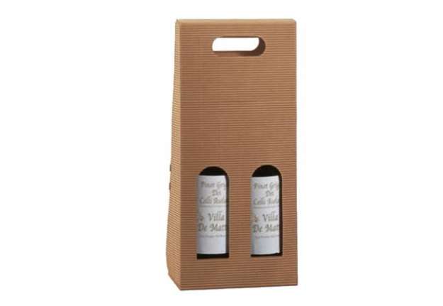 Immagine di Scatola bottiglie Onda avana - 2 bottiglie - 18 x 9 x 38,5cm - Scotton