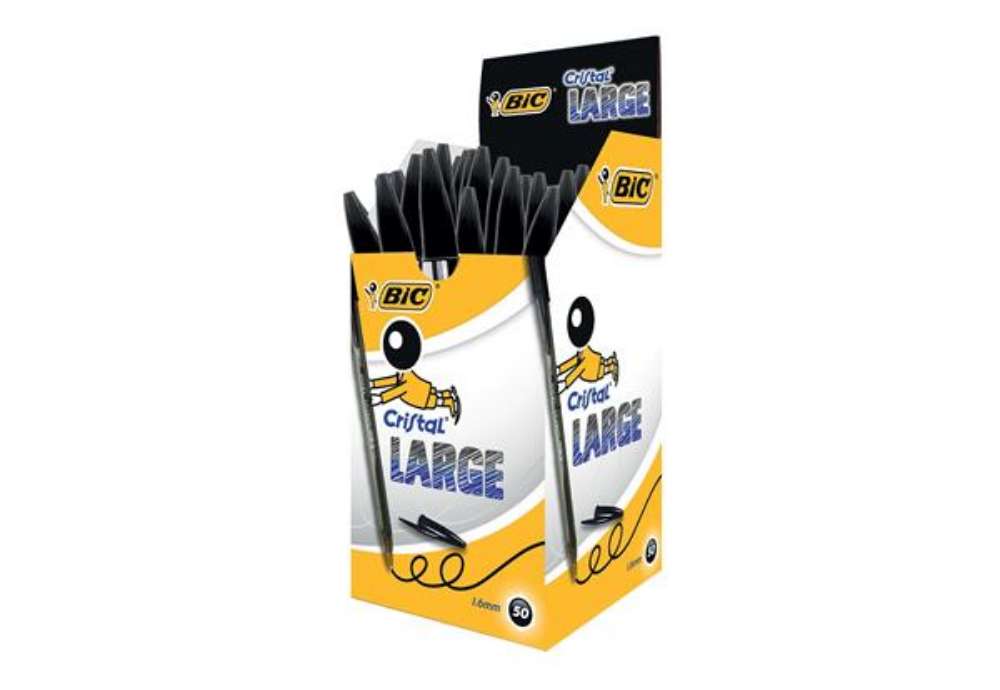 Immagine di Penna sfera Cristal Large - punta 1,6 mm - nero - Bic - conf. 50 pezzi
