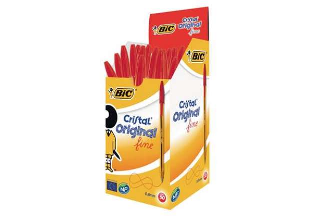 Immagine di Penna sfera Cristal - punta fine 0,8 mm - rosso - Bic - conf. 50 pezzi