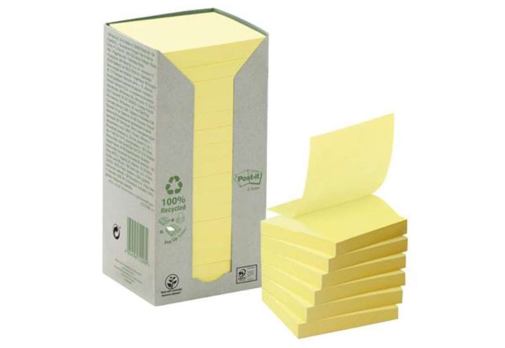 Immagine di Blocco Post-it Z Notes Green - R330-1T - 76 x 76 mm - 100% riciclabile - giallo - 100 fogli - Post-i