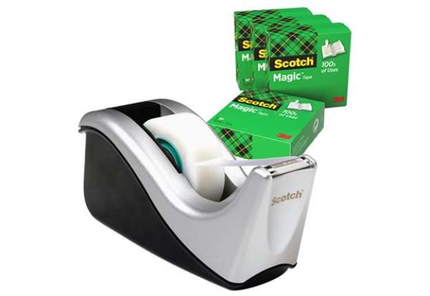 Immagine di Dispenser C60 per nastri 1,9 cm - 4 rotoli Scotch Magic 810 1,9 cm x 33 m inclusi - nero/argento - S