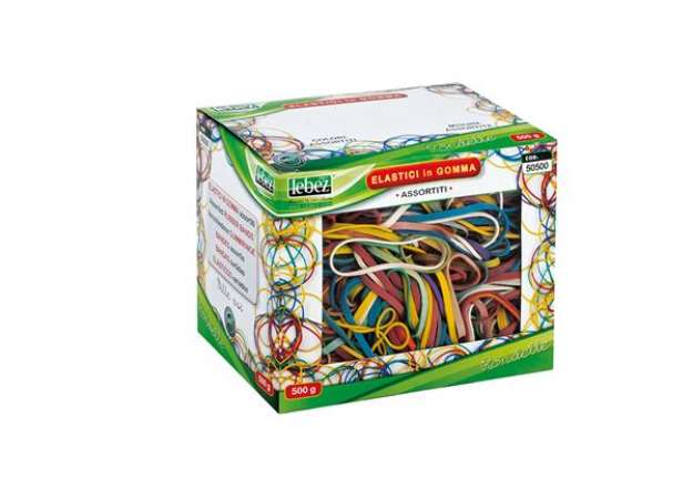 Immagine di Elastici - misure e colori assortiti - 500 gr - gomma - Lebez
