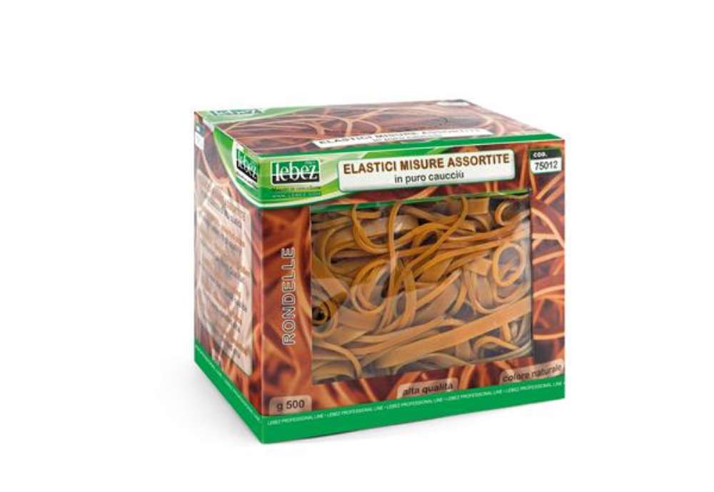 Immagine di Elastici - misure assortite - 500 gr - caucciù - avana - Lebez