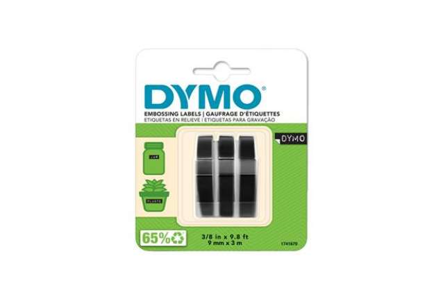 Immagine di Nastro a rilievo - 9 mm x 3 mt - nero - Dymo - blister 3 nastri