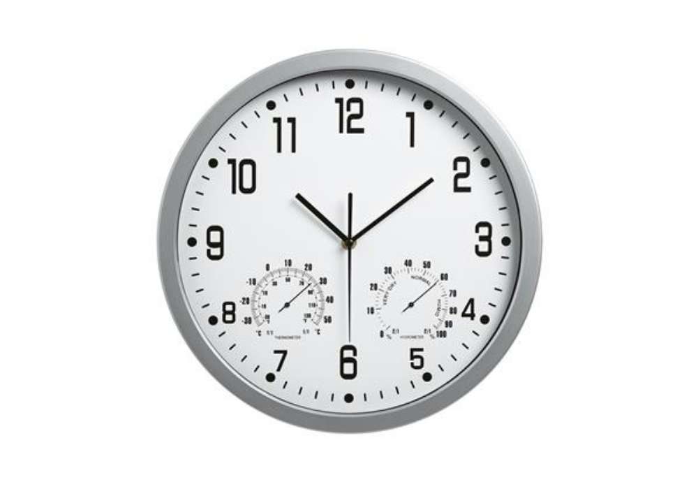 Immagine di Orologio da parete Weather Station 3217 - diametro 35 cm - bianco - Lebez