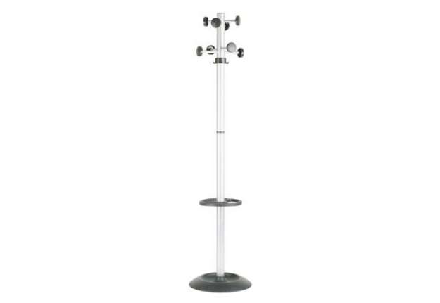 Immagine di Appendiabiti Totem - con portaombrelli - 8 posti - 175 x 39 cm - grigio/nero - Unisit