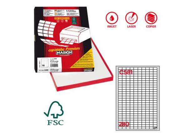 Immagine di Etichette adesive C/581 - in carta - permanenti - 19 x 10 mm - 280 et/fg - 100 fogli - bianco - Mark