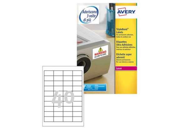 Immagine di Etichette adesive extra strong L6140 - in poliestere - laser - permanenti - 45,7 x 25,4 mm - 40 et/f