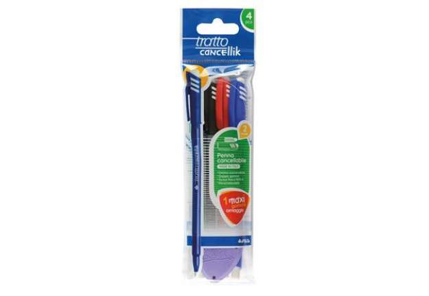 Immagine di Penna a sfera cancellabile Cancellik - punta 1,0mm - colori assortiti - Tratto - conf. 4 pezzi
