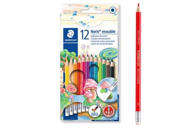 Immagine di Matite colorate Noris 144 - cancellabili - colori assortiti - Staedtler - astuccio 12 pezzi