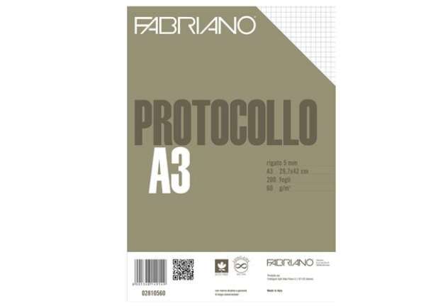 Immagine di Foglio protocollo - A4 - 5 mm - 60 gr - Fabriano - conf. 200 fogli