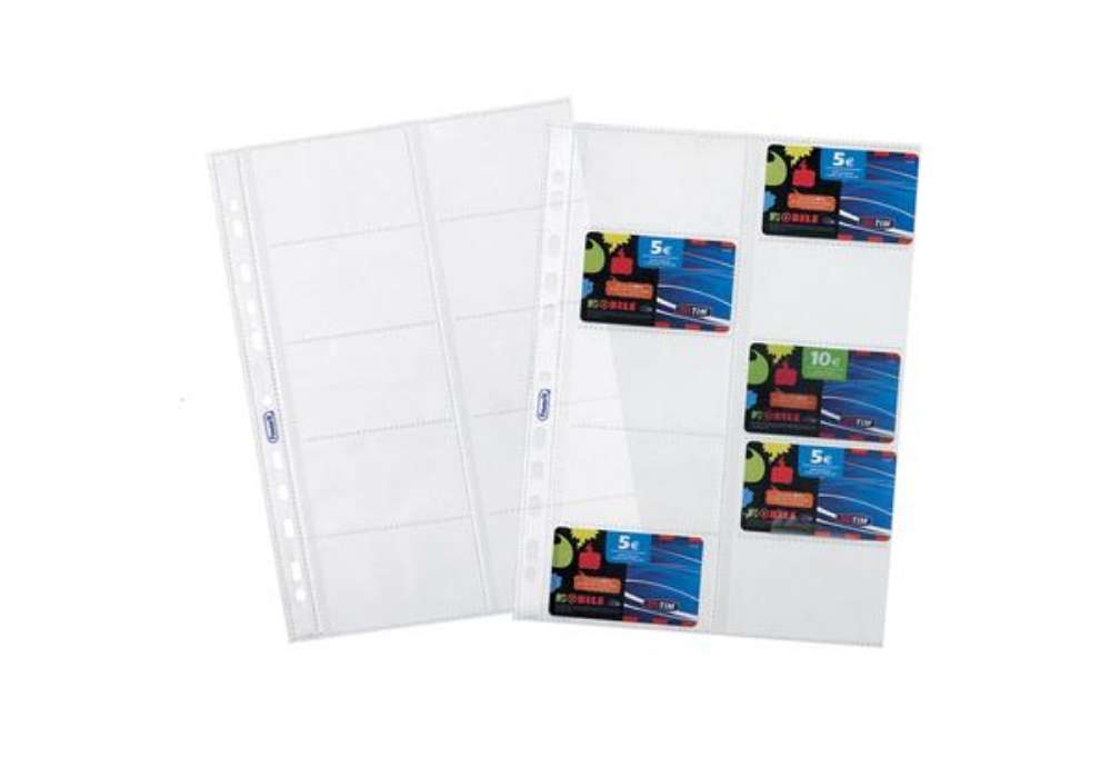 Immagine di Buste forate porta cards - PPL - 10 tasche - 21,5 x 29,7 cm - trasparente - Favorit - conf. 10 pezzi