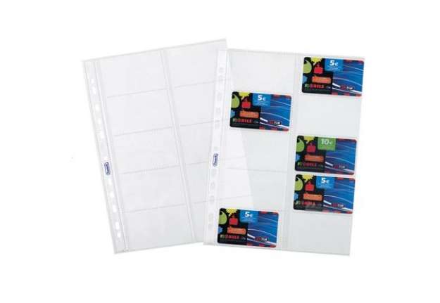 Immagine di Buste forate porta cards - PPL - 10 tasche - 21,5x29,7 cm - trasparente - Favorit - conf. 10 pezzi