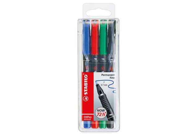Immagine di Pennarelli OHPen 842 universal permanente - punta fine 0,7mm - astuccio 4 colori - Stabilo