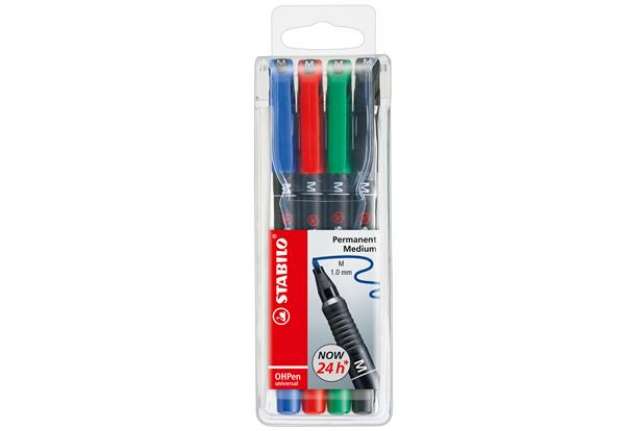 Immagine di Pennarelli OHPen 843 universal permanente - punta media 1,0mm - astuccio  4 colori - Stabilo