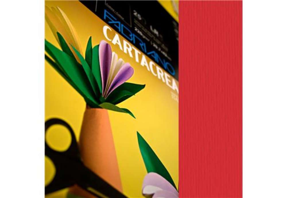 Immagine di Cartoncino CartaCrea - 35 x 50 cm - 220 gr - ciliegia - Fabriano -  blister 10 fogli