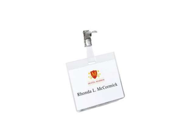 Immagine di Portabadge - clip in metallo - 6 x 9 cm - PVC - Durable - conf. 5 pezzi