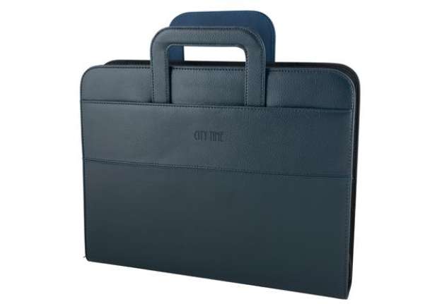 Immagine di Portablocco - similpelle - c/anelli - blu - 28,5x36 cm - City Time