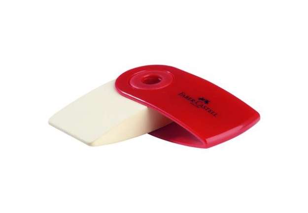Immagine di Gomma Sleeve Mini - 55x28x15mm - con custodia protettiva rossa e blu - Faber Castell