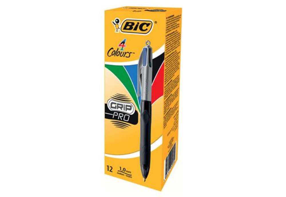 Immagine di Penna a sfera scatto multifunzione 4 Colours Grip Pro - punta 1,0mm - nero, blu, rosso, verde  - Bic