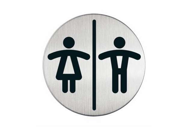 Immagine di Pittogramma adesivo - WC donne/uomini - diametro 8,3 cm - acciaio - Durable