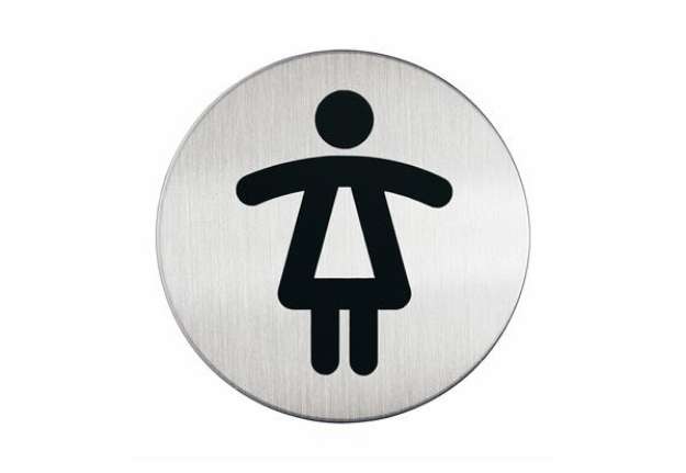 Immagine di Pittogramma adesivo - WC donne - diametro 8,3 cm - acciaio - Durable