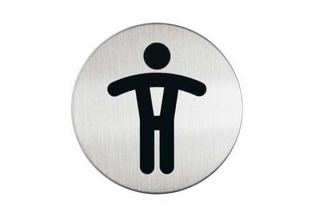 Immagine di Pittogramma adesivo - WC uomini - diametro 8,3 cm - acciaio - Durable