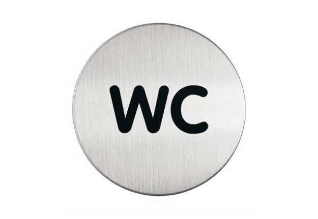 Immagine di Pittogramma adesivo - WC - diametro 8,3 cm - acciaio - Durable