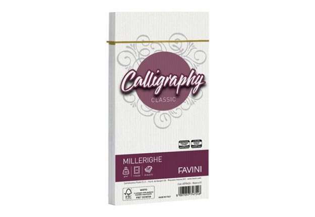 Immagine di Busta Calligraphy Millerighe - 110 x 220 mm - 100 gr - bianco 01 - Favini - conf. 25 pezzi