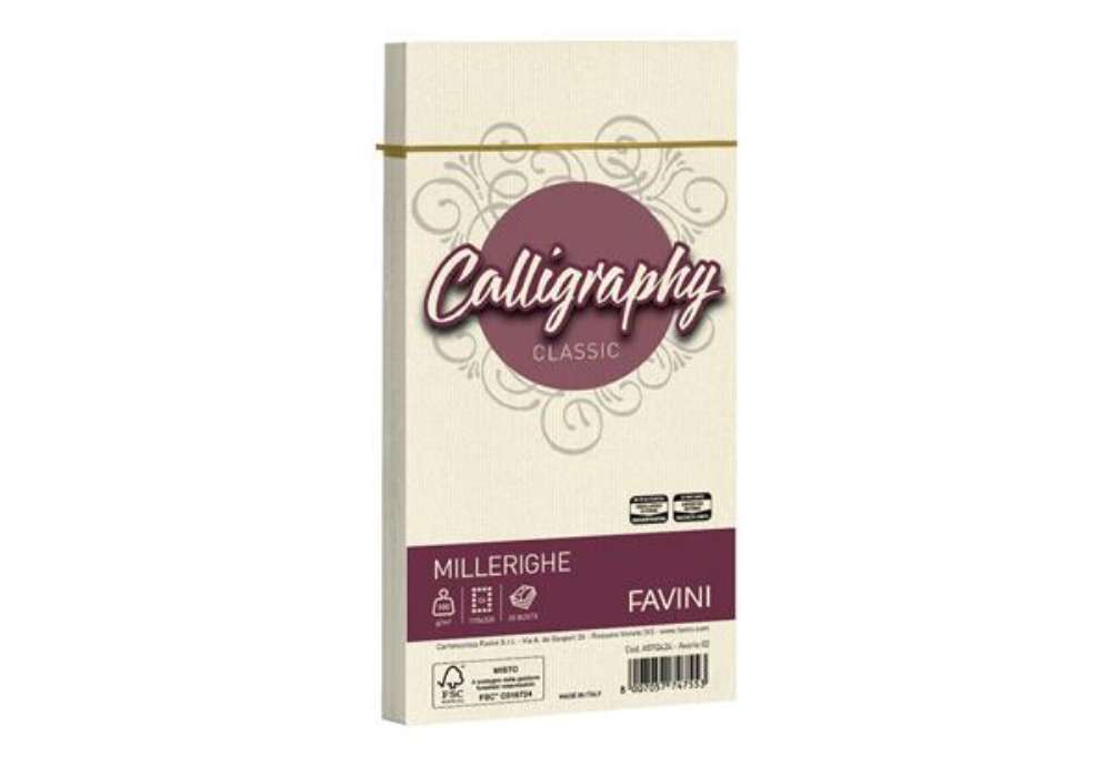 Immagine di Busta Calligraphy Millerighe - 110 x 220 mm - 100 gr - avorio 02 - Favini - conf. 25 pezzi