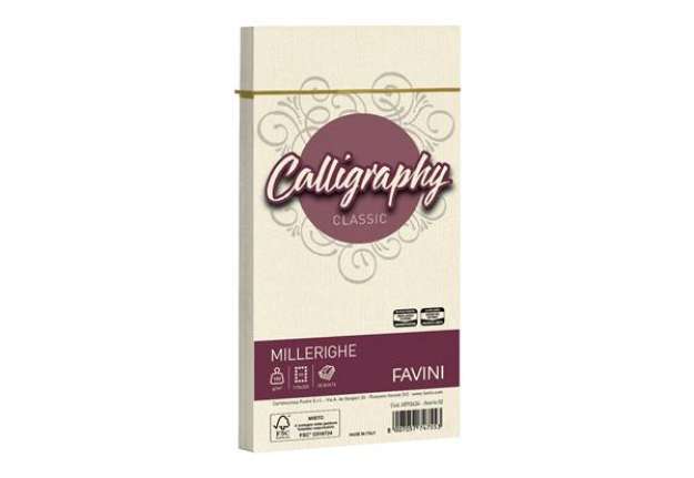 Immagine di Busta Calligraphy Millerighe - 110 x 220 mm - 100 gr - avorio 02 - Favini - conf. 25 pezzi
