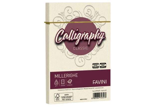 Immagine di Busta Calligraphy Millerighe - 120 x 180 mm - 100 gr - avorio - Favini - conf. 25 pezzi