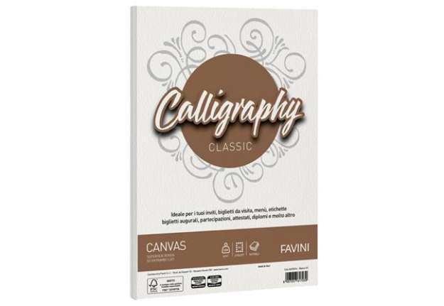Immagine di Carta Calligraphy Canvas - A4 - 200 gr - bianco 01 - Favini - conf. 50 fogli