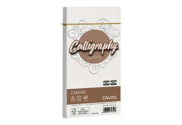 Immagine di Busta Calligraphy Canvas - 110 x 220 mm - 100 gr - bianco 01 - Favini - conf. 25 pezzi