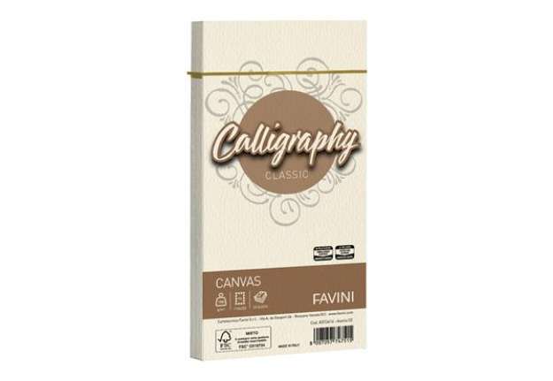 Immagine di Busta Calligraphy Canvas - 110 x 220 mm - 100 gr - avorio 02 - Favini - conf. 25 pezzi