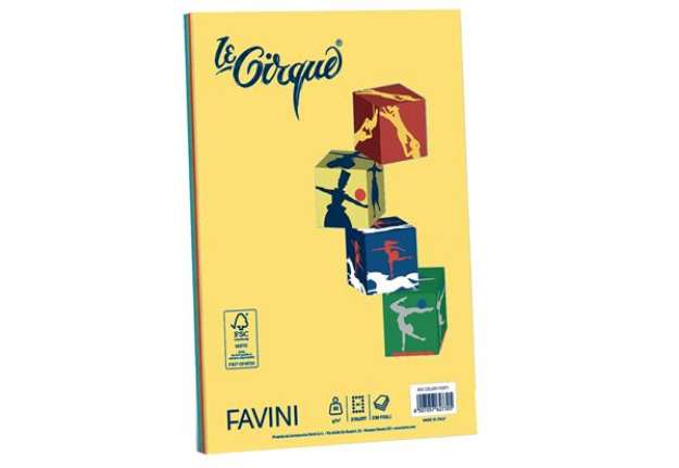 Immagine di Carta Le Cirque - A4 - 80 gr - mix 4 colori intensi - Favini - conf. 200 fogli