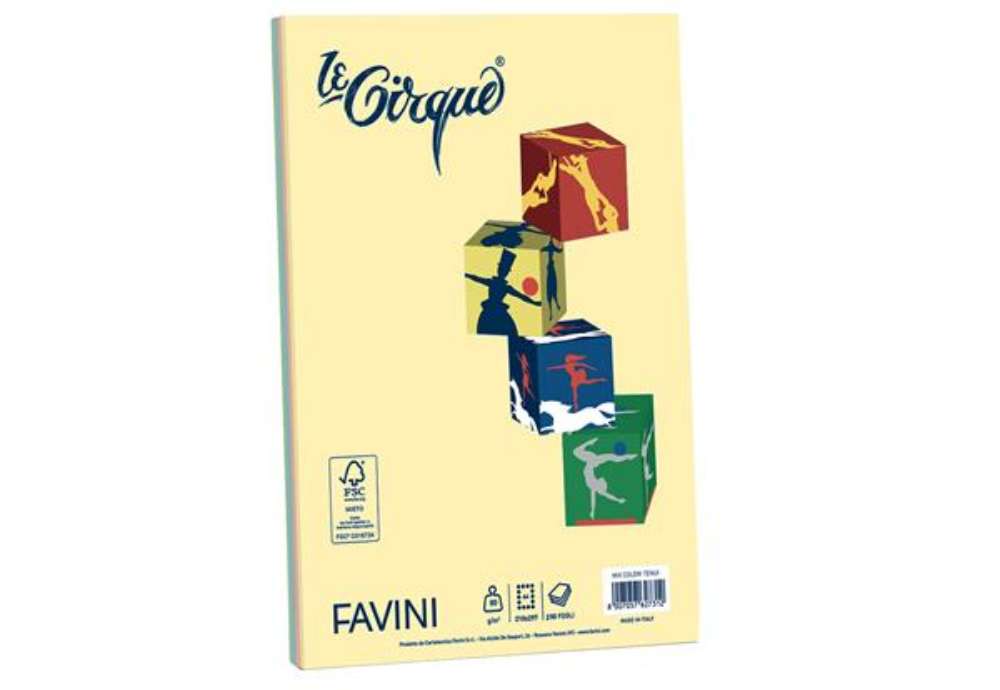 Immagine di Carta Le Cirque - A4 - 80 gr - mix 4 colori pastello - Favini - conf. 200 fogli