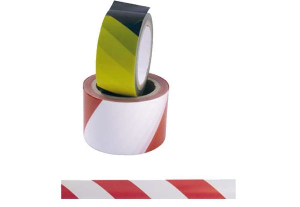 Immagine di Nastro di sicurezza - adesivo - 5 cm x 25 m - rosso/bianco - Viva