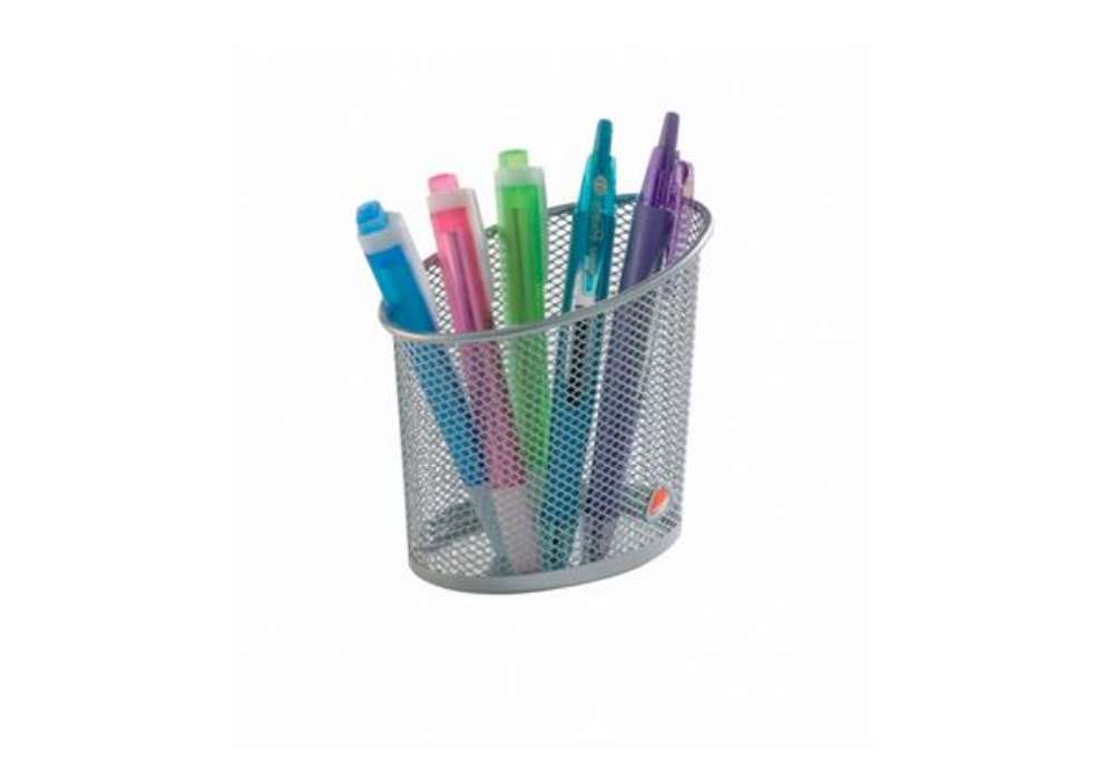 Immagine di Portapenne Mesh - rete metallica - 10,5 x 7,3 x 10,3 cm - argento - Alba