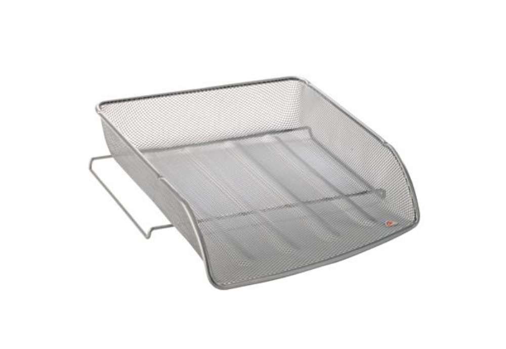 Immagine di Vaschetta portacorrispondenza Mesh - 27 x 6,5 x 34 cm - rete metallica - argento - Alba