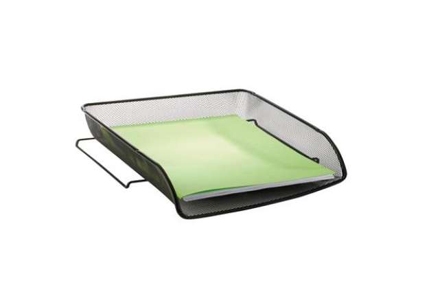 Immagine di Vaschetta portacorrispondenza Mesh - 27 x 6,5 x 34 cm - rete metallica - nero - Alba