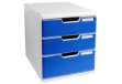 Immagine di Cassettiera Modulo A4 - 28,8 x 32 x 35 cm - 3 cassetti - grigio/blu - Exacompta