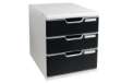 Immagine di Cassettiera Modulo A4 - 28,8 x 32 x 35 cm - 3 cassetti - grigio/nero - Exacompta